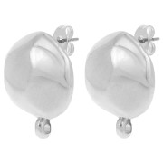 Clous d'oreilles rond irrégulier martelé 18 mm anneau fermé - Placage Argent Fin
