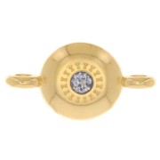 Intercalaire rond avec résine époxy 17.5x9 mm - Doré à l'or fin - Pailleté Gris