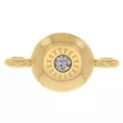 Intercalaire rond avec résine époxy 17.5x9 mm - Doré à l'or fin - Pailleté Gris