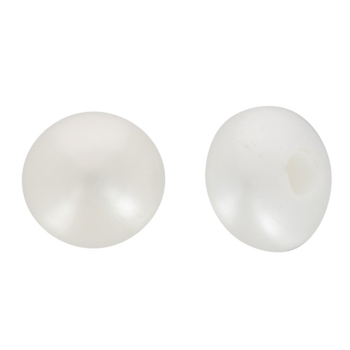 Perles d'eau douce semi-percées rondes aplaties 3.5 mm - Grade AAA - Blanc x2