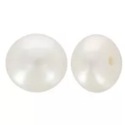 Perles d'eau douce semi-percées rondes aplaties 6 mm - Grade AAA - Blanc x2