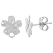 Clous d'oreilles fleur 11x9 mm avec anneau fermé - Argent 925 x2|raw }}