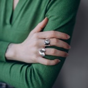 Bague coeur martelé réglable - Taille 48 à 54 - Argent 925 x1