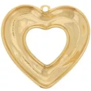 Pendentif coeur évidé martelé 33x35 mm - Doré à l'or fin x1