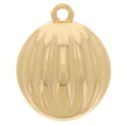 Pendentif rond bombé strié 16 mm - Doré à l'or fin x1