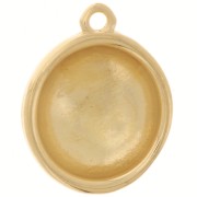 Pendentif rond bombé strié 16 mm - Doré à l'or fin x1