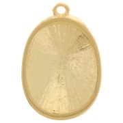 Pendentif ovale bombé texturé 24x16 mm - Doré à l'or fin x1
