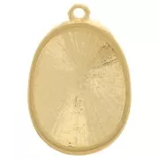 Pendentif ovale bombé texturé 24x16 mm - Doré à l'or fin x1
