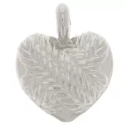 Pendentif coeur bombé 27x22 mm - effet tressé - Placage Argent fin vieilli x1