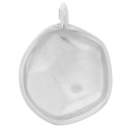Pendentif rond irrégulier martelé 22 mm - Placage Argent fin x1