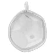Pendentif rond irrégulier martelé 22 mm - Placage Argent fin x1