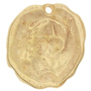 Pendentif irrégulier 25x22 mm avec résine époxy - Doré à l'or fin - Turquoise x1