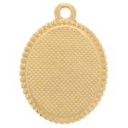 Pendentif ovale 19x14 mm - motif champignon - Doré à l'or fin - Bleu - Rouge x1