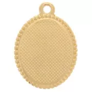 Pendentif ovale 19x14 mm - motif champignon - Doré à l'or fin - Bleu - Rouge x1