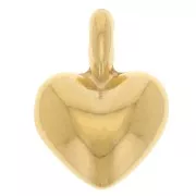 Breloque coeur bombé 13x10 mm - Doré à l'or fin x1