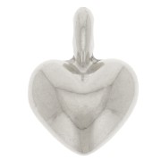 Breloque coeur bombé 13x10 mm - Placage Argent fin x1