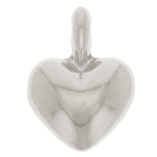 Breloque coeur bombé 13x10 mm - Placage Argent fin x1