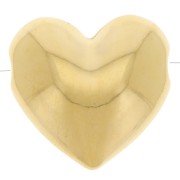 Perle coeur bombée 16x17 mm - Doré à l'or fin x1