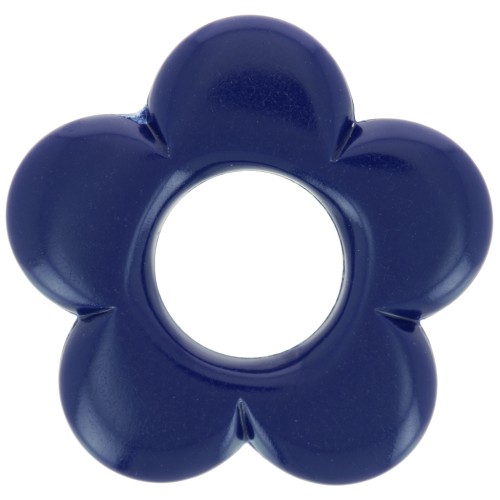Pendentif fleur 21 mm en résine opaque - Bleu foncé x1