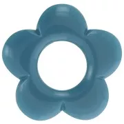 Pendentif fleur 21 mm en résine opaque - Bleu paon x1