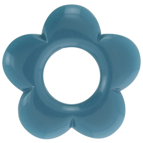 Pendentif fleur 21 mm en résine opaque - Bleu paon x1