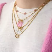 Pendentif fleur 21 mm en résine opaque - Rose x1