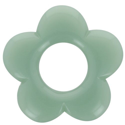 Pendentif fleur 21 mm en résine opaque - Celadon x1