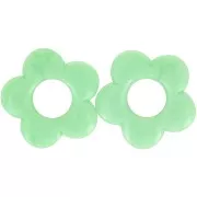 Pendentif fleur 21 mm en résine opaque - Marbré Vert jade x1