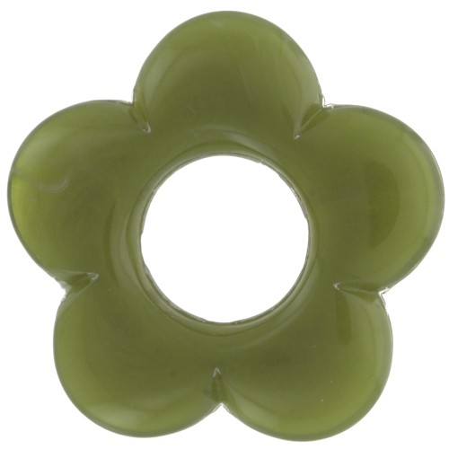 Pendentif fleur 21 mm en résine opaque - Marbré Vert militaire x1