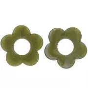 Pendentif fleur 21 mm en résine opaque - Marbré Vert militaire x1