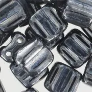 Groovy Tiles 6 mm Jet Hematite x20