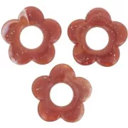 Pendentif fleur 21 mm en résine translucide - Cuivré pailleté x1