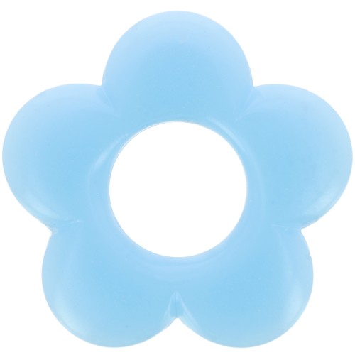 Pendentif fleur 21 mm en résine opaque - Bleu pâle x1