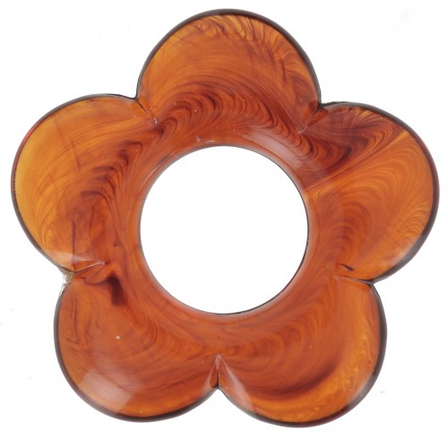 Pendentif fleur 21 mm en résine translucide - Fauve marbré x1