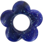 Pendentif fleur 21 mm en résine opaque - Marbré Bleu foncé pailleté x1|raw }}