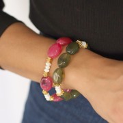 Perle plate irrégulière en résine translucide 22x17 mm - Ambre marbré x1