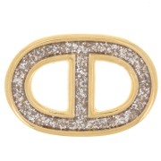 Intercalaire maille marine 19.5x13 mm résine époxy - Doré Or fin - Gris pailleté|raw }}