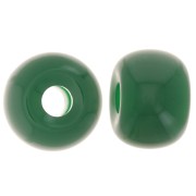 Perles rondelles gros trous 13x9 mm en résine opaque - Vert émeraude x8|raw }}