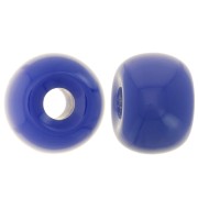 Perles rondelles gros trous 13x9 mm en résine opaque - Bleu dur x8|raw }}