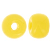 Perles rondelles gros trous 13x9 mm en résine opaque - Jaune soleil x8