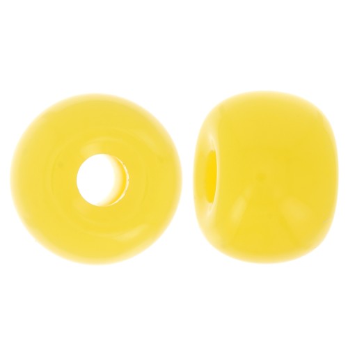 Perles rondelles gros trous 13x9 mm en résine opaque - Jaune soleil x8