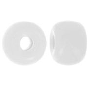 Perles rondelles gros trous 13x9 mm en résine opaque - Blanc x8