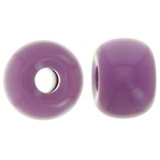 Perles rondelles gros trous 13x9 mm en résine opaque - Mauve foncé x8
