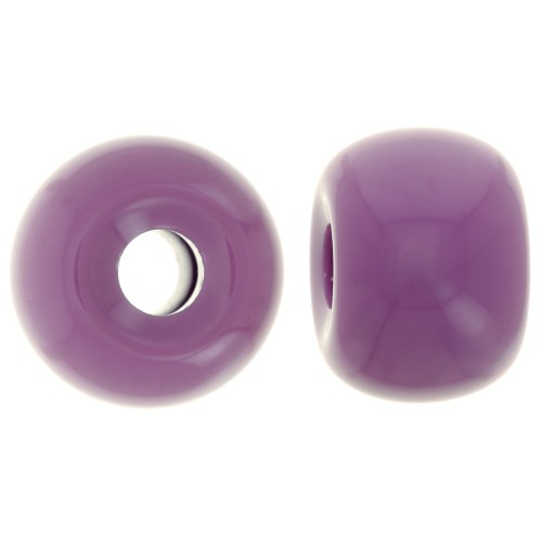 Perles rondelles gros trous 13x9 mm en résine opaque - Mauve foncé x8