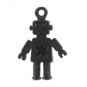 Breloque robot 18x12 mm - Black satiné x1