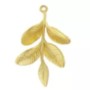 Pendentif feuilles 31 mm Doré à l'or fin satiné x1