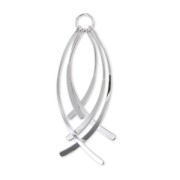 Pendentif breloques courbées 78 mm rhodié