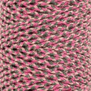 Cordon en coton tressé 3 mm - fabrication Française - Multi rose - Gris x1m