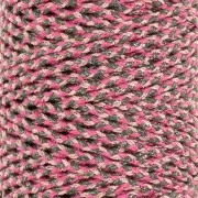Cordon en coton tressé 3 mm - fabrication Française - Multi rose - Gris x1m