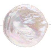 Perle d'eau douce irrégulière - palet rond 20 mm - Grade AA+ Blanc x1
